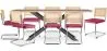 Confezione Tavolo da pranzo in legno di design industriale (200 cm) e 8 sedie in rattan - Rivestito in velluto - Martha image 9