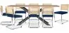 Confezione Tavolo da pranzo in legno di design industriale (200 cm) e 8 sedie in rattan - Rivestito in velluto - Martha image 9