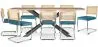 Confezione Tavolo da pranzo in legno di design industriale (200 cm) e 8 sedie in rattan - Rivestito in velluto - Martha image 9