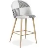 Sgabello imbottito patchwork - Stile scandinavo - Bianco e nero - 66cm -  Evelyne image 9