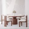 Set da Tavolo da Pranzo Rotondo con 6 Sedie in Legno - Design Minimalista - Ivette image 9