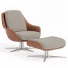 Poltrona Design Contemporaneo Rivestita con Poggiapiedi - Asher image 9