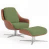 Poltrona Design Contemporaneo Rivestita con Poggiapiedi - Asher image 9