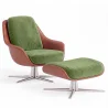 Poltrona Design Contemporaneo Rivestita con Poggiapiedi - Asher image 9