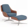 Poltrona Design Contemporaneo Rivestita con Poggiapiedi - Asher image 9