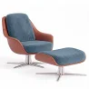 Poltrona Design Contemporaneo Rivestita con Poggiapiedi - Asher image 9