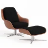 Poltrona Design Contemporaneo Rivestita con Poggiapiedi - Asher image 9