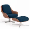 Poltrona Design Contemporaneo Rivestita con Poggiapiedi - Asher image 9
