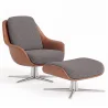 Poltrona Design Contemporaneo Rivestita con Poggiapiedi - Asher image 9