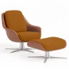 Poltrona Design Contemporaneo Rivestita con Poggiapiedi - Asher image 9
