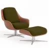 Poltrona Design Contemporaneo Rivestita con Poggiapiedi - Asher image 9