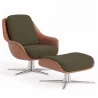 Poltrona Design Contemporaneo Rivestita con Poggiapiedi - Asher image 9