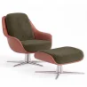 Poltrona Design Contemporaneo Rivestita con Poggiapiedi - Asher image 9