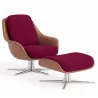 Poltrona Design Contemporaneo Rivestita con Poggiapiedi - Asher image 9
