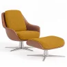 Poltrona Design Contemporaneo Rivestita con Poggiapiedi - Asher image 9