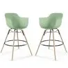 Sgabello da Bar - Design Scandinavo - Gambe in Legno - Set di 2 - Nordika image 9