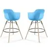 Sgabello da Bar - Design Scandinavo - Gambe in Legno - Set di 2 - Nordika image 9