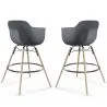 Sgabello da Bar - Design Scandinavo - Gambe in Legno - Set di 2 - Nordika image 9
