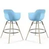 Sgabello da Bar - Design Scandinavo - Gambe in Legno - Set di 2 - Nordika image 9