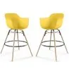 Sgabello da Bar - Design Scandinavo - Gambe in Legno - Set di 2 - Nordika image 9