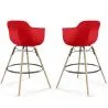 Sgabello da Bar - Design Scandinavo - Gambe in Legno - Set di 2 - Nordika image 9