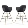 Sgabello da Bar - Design Scandinavo - Gambe in Legno - Set di 2 - Nordika image 9