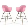 Sgabello da Bar - Design Scandinavo - Gambe in Legno - Set di 2 - Nordika image 9