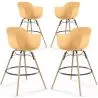 Sgabello da Bar - Design Scandinavo - Gambe in Legno - Set di 4 - Nordika image 9