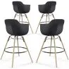 Sgabello da Bar - Design Scandinavo - Gambe in Legno - Set di 4 - Nordika image 9