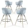 Sgabello da Bar - Design Scandinavo - Gambe in Legno - Set di 4 - Nordika image 9