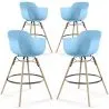 Sgabello da Bar - Design Scandinavo - Gambe in Legno - Set di 4 - Nordika image 9