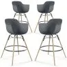 Sgabello da Bar - Design Scandinavo - Gambe in Legno - Set di 4 - Nordika image 9