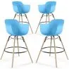 Sgabello da Bar - Design Scandinavo - Gambe in Legno - Set di 4 - Nordika image 9