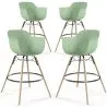 Sgabello da Bar - Design Scandinavo - Gambe in Legno - Set di 4 - Nordika image 9