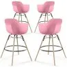 Sgabello da Bar - Design Scandinavo - Gambe in Legno - Set di 4 - Nordika image 9