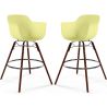 Sgabelli da Bar - Design Scandinavo - Gambe in Legno Scuro - Set di 2 - Nordika image 9