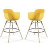 Sgabelli da Bar - Design Scandinavo - Gambe in Legno Scuro - Set di 2 - Nordika image 9