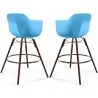 Sgabelli da Bar - Design Scandinavo - Gambe in Legno Scuro - Set di 2 - Nordika image 9