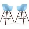 Sgabelli da Bar - Design Scandinavo - Gambe in Legno Scuro - Set di 2 - Nordika image 9