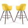 Sgabelli da Bar - Design Scandinavo - Gambe in Legno Scuro - Set di 2 - Nordika image 9