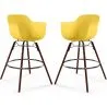 Sgabelli da Bar - Design Scandinavo - Gambe in Legno Scuro - Set di 2 - Nordika image 9