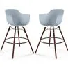 Sgabelli da Bar - Design Scandinavo - Gambe in Legno Scuro - Set di 2 - Nordika image 9