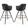 Sgabelli da Bar - Design Scandinavo - Gambe in Legno Scuro - Set di 2 - Nordika image 9