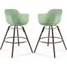 Sgabelli da Bar - Design Scandinavo - Gambe in Legno Scuro - Set di 2 - Nordika image 9