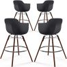 Sgabelli da Bar - Design Scandinavo - Gambe in Legno Scuro - Set di 4 - Nordika image 9