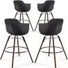 Sgabelli da Bar - Design Scandinavo - Gambe in Legno Scuro - Set di 4 - Nordika image 9