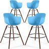 Sgabelli da Bar - Design Scandinavo - Gambe in Legno Scuro - Set di 4 - Nordika image 9