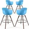 Sgabelli da Bar - Design Scandinavo - Gambe in Legno Scuro - Set di 4 - Nordika image 9