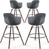 Sgabelli da Bar - Design Scandinavo - Gambe in Legno Scuro - Set di 4 - Nordika image 9