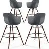 Sgabelli da Bar - Design Scandinavo - Gambe in Legno Scuro - Set di 4 - Nordika image 9